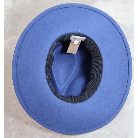 Brixton Hat Fedora Fitted Womens Small Blue Black Joanna Felt Packable Wide Brim - Picture 6 of 12